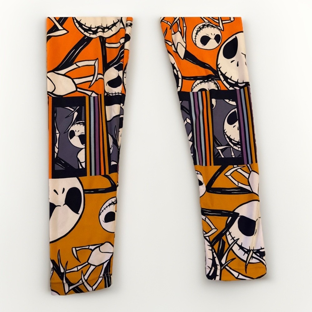 LULAROE Jack Skellington DISNEY Skeleton Halloween RARE Leggings SZ OS One Size - Picture 4 of 5